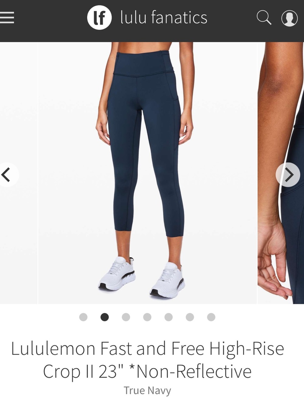 Lululemon Fast and Free High-Rise Crop II 23" *Non-Reflective Size 10